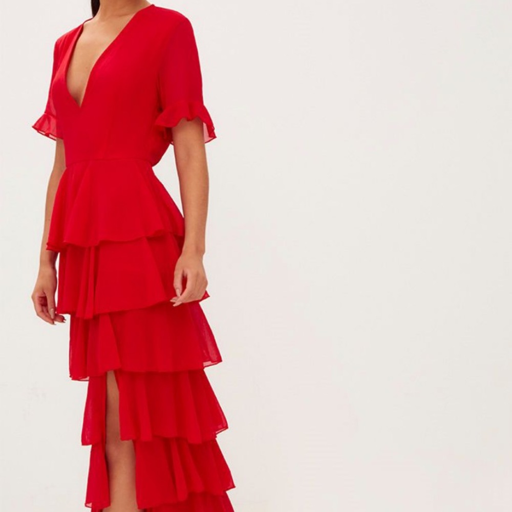 PrettyLittleThing Ruffle Layer Dress FINAL PRICE